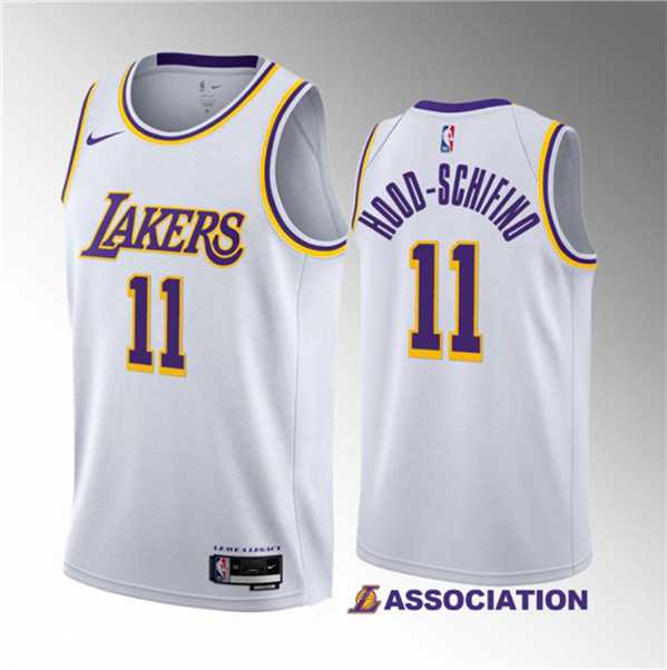 Mens Los Angeles Lakers #11 Jalen Hood-Schifino White 2023 Draft Association Edition Stitched Basketball Jersey Dzhi